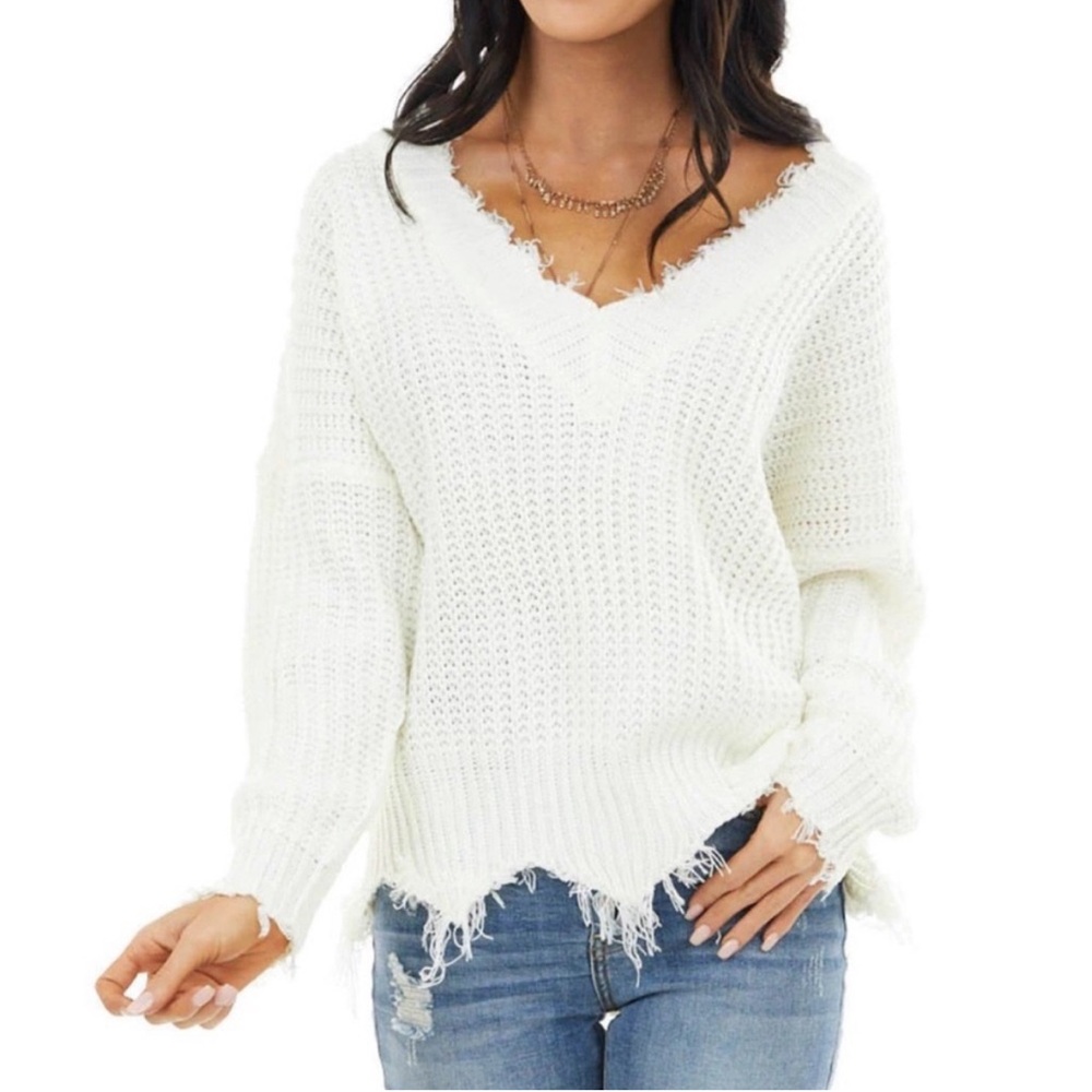 White knit sweater